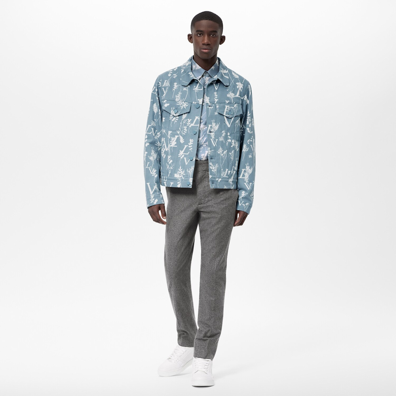 Louis Vuitton DNA Leaf Denim feather-trimmed jacket - plaid